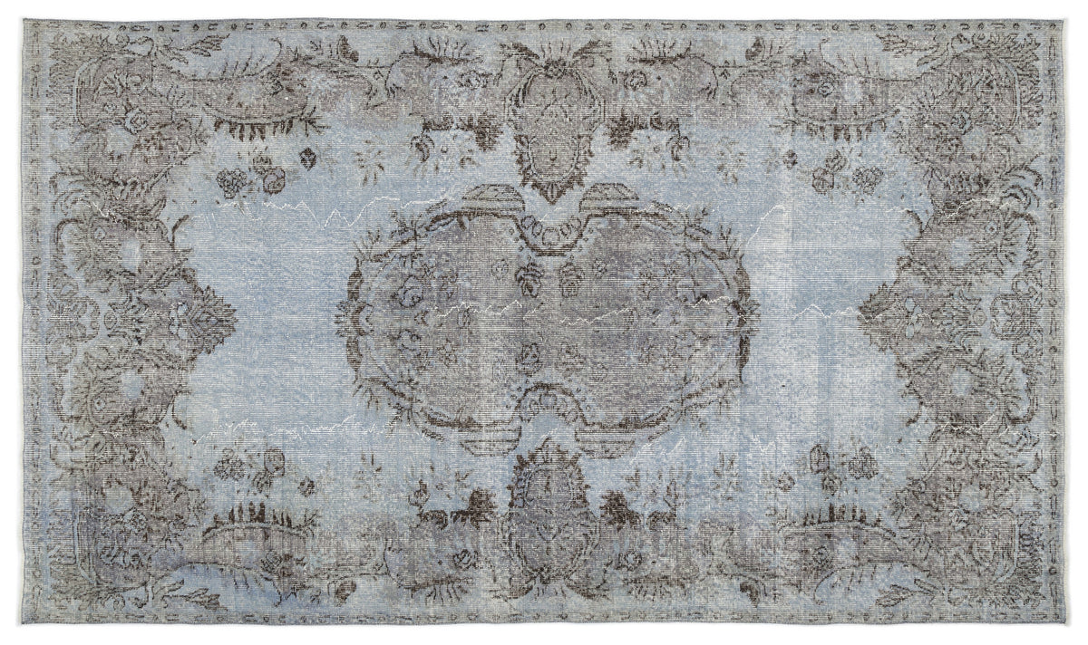 Blue Over Dyed Vintage Rug 5&#39;8&#39;&#39; x 9&#39;9&#39;&#39; ft 172 x 298 cm