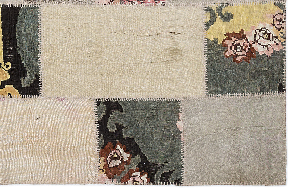 Karabakh Over Dyed Kilim Patchwork Unique Rug 5&#39;3&#39;&#39; x 7&#39;7&#39;&#39; ft 160 x 230 cm