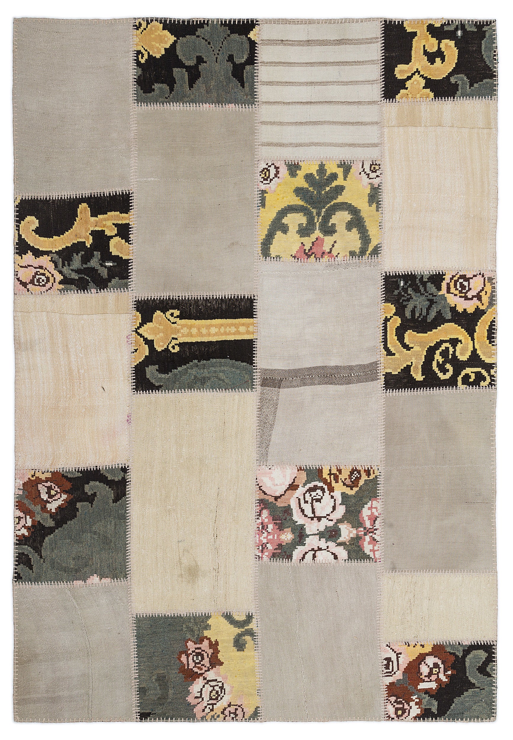 Karabakh Over Dyed Kilim Patchwork Unique Rug 5'3'' x 7'7'' ft 160 x 230 cm