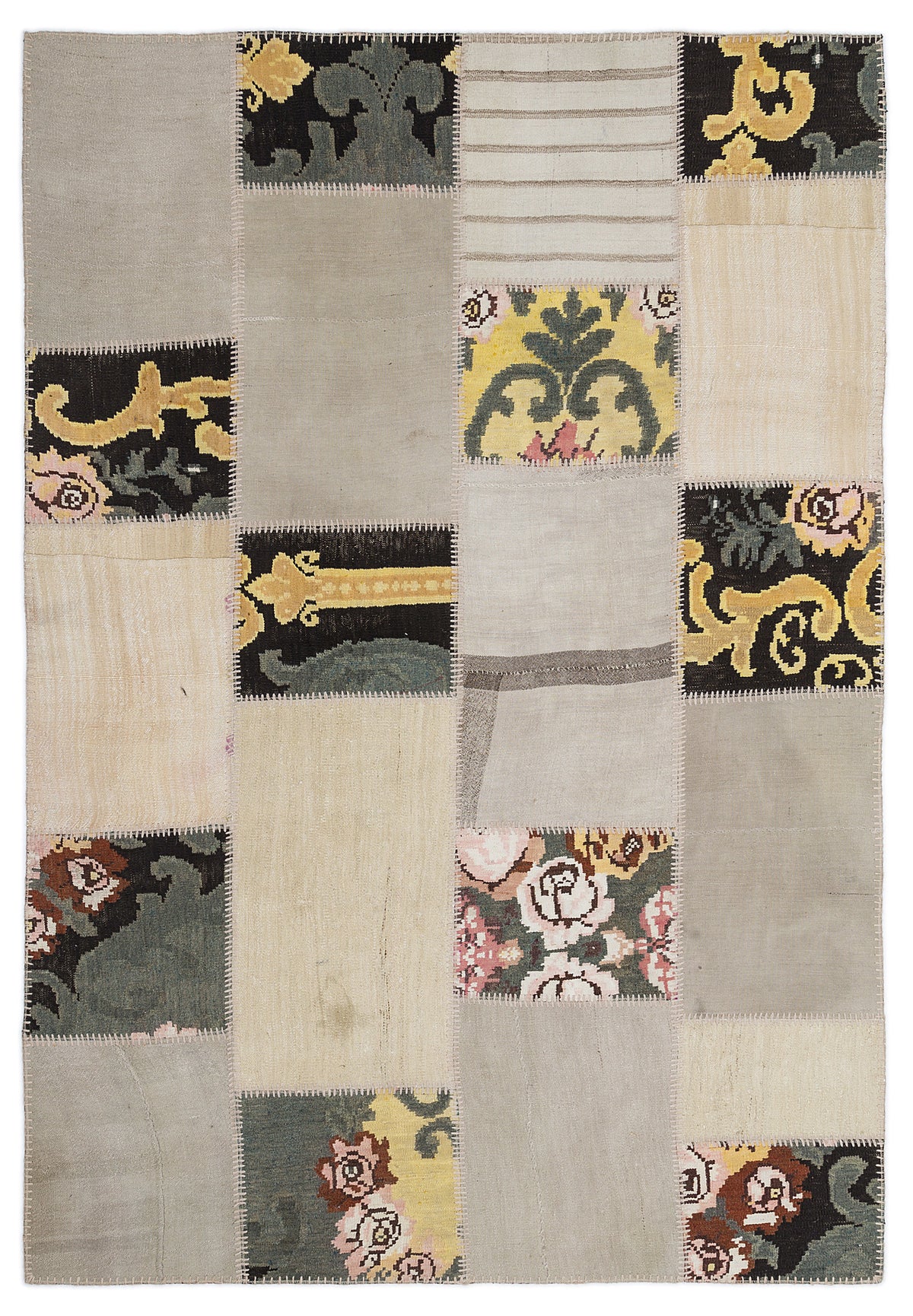 Karabakh Over Dyed Kilim Patchwork Unique Rug 5&#39;3&#39;&#39; x 7&#39;7&#39;&#39; ft 160 x 230 cm