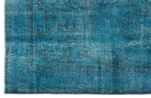 Traditional Design Turquoise Over Dyed Vintage Rug 6'2'' x 9'4'' ft 187 x 285 cm