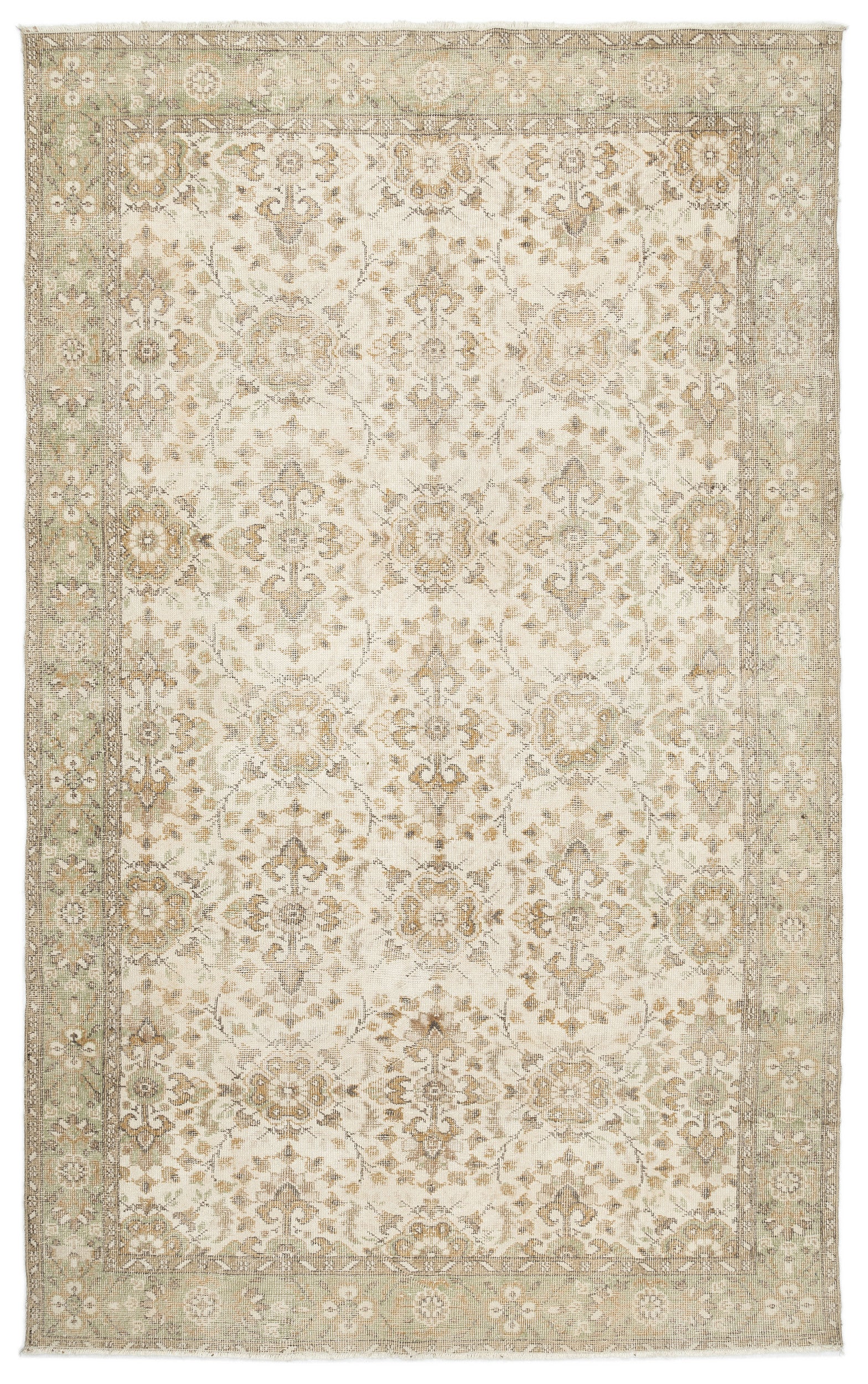 Beige Over Dyed Vintage Rug 6'1'' x 10'0'' ft 186 x 305 cm