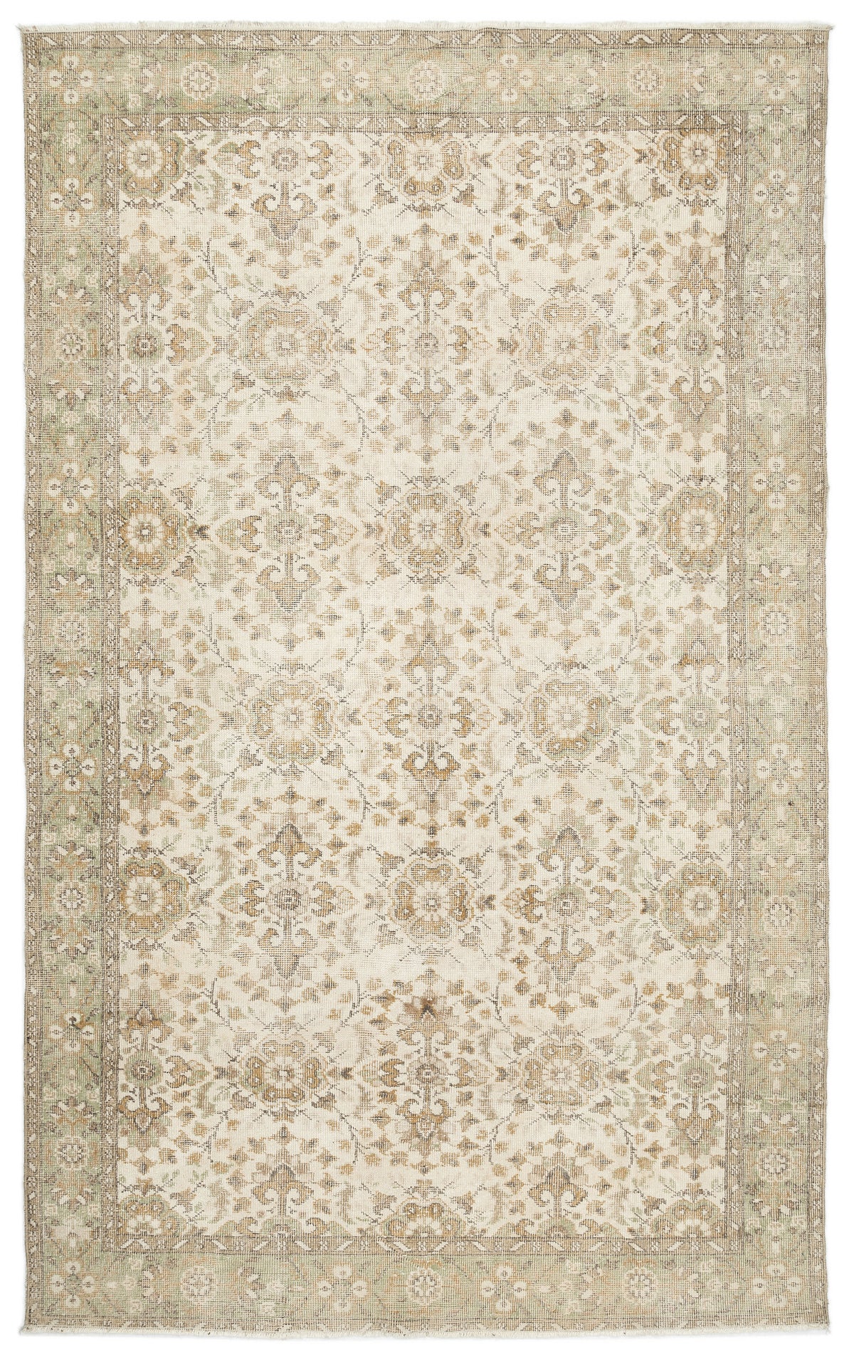 Beige Over Dyed Vintage Rug 6&#39;1&#39;&#39; x 10&#39;0&#39;&#39; ft 186 x 305 cm