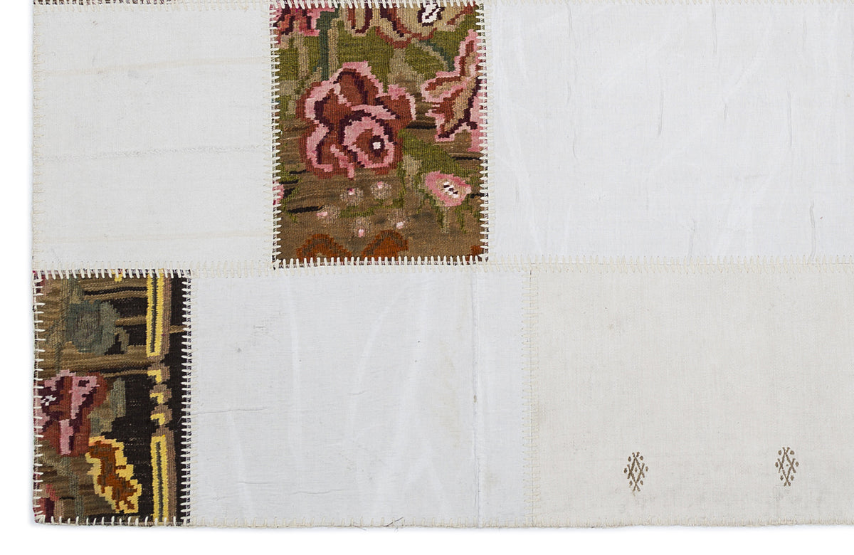 Karabakh Over Dyed Kilim Patchwork Unique Rug 5&#39;3&#39;&#39; x 7&#39;7&#39;&#39; ft 160 x 230 cm