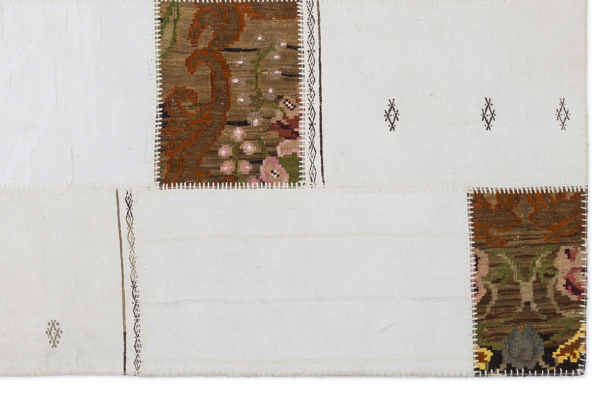 Karabakh Over Dyed Kilim Patchwork Unique Rug 5&#39;3&#39;&#39; x 7&#39;7&#39;&#39; ft 160 x 230 cm