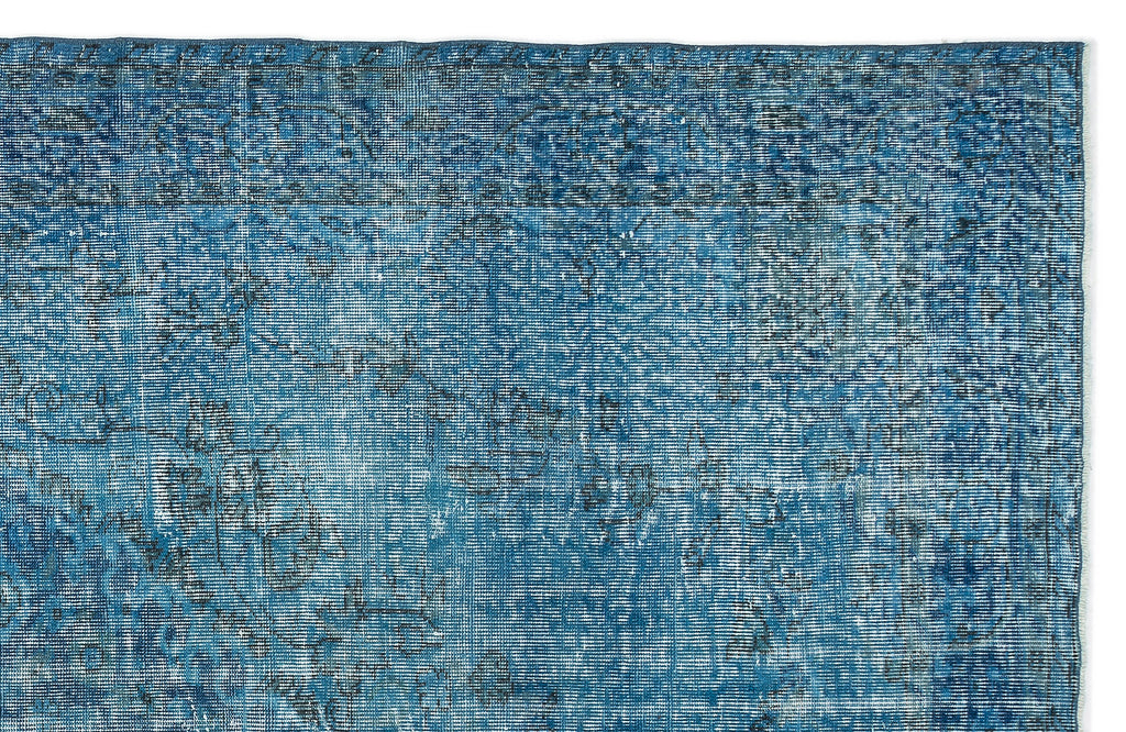 Turquoise  Over Dyed Vintage Rug 6'0'' x 9'11'' ft 184 x 302 cm