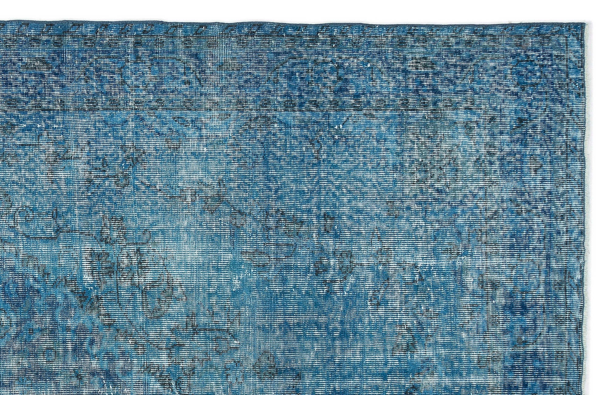 Turquoise  Over Dyed Vintage Rug 6'0'' x 9'11'' ft 184 x 302 cm