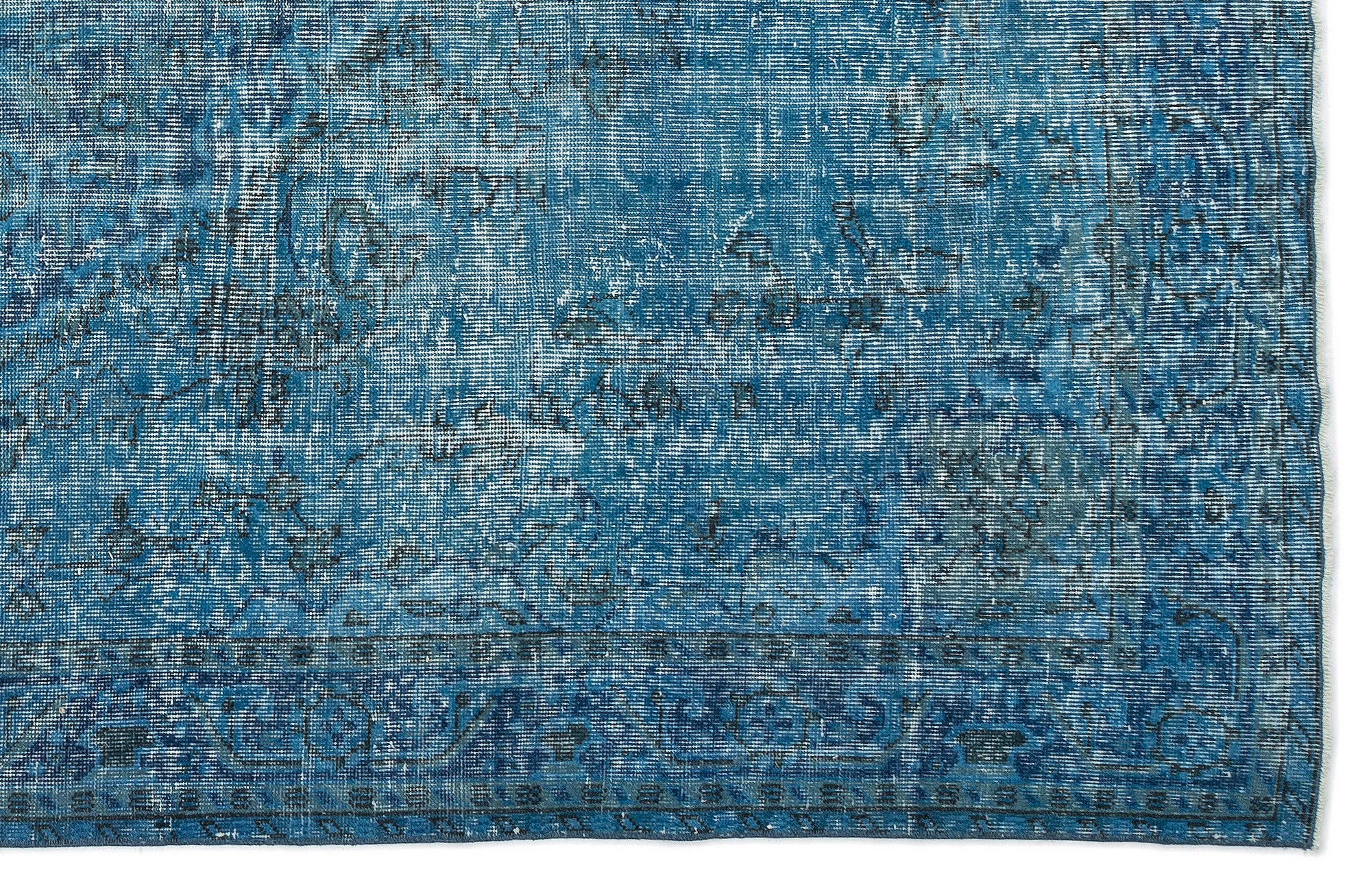 Turquoise  Over Dyed Vintage Rug 6'0'' x 9'11'' ft 184 x 302 cm