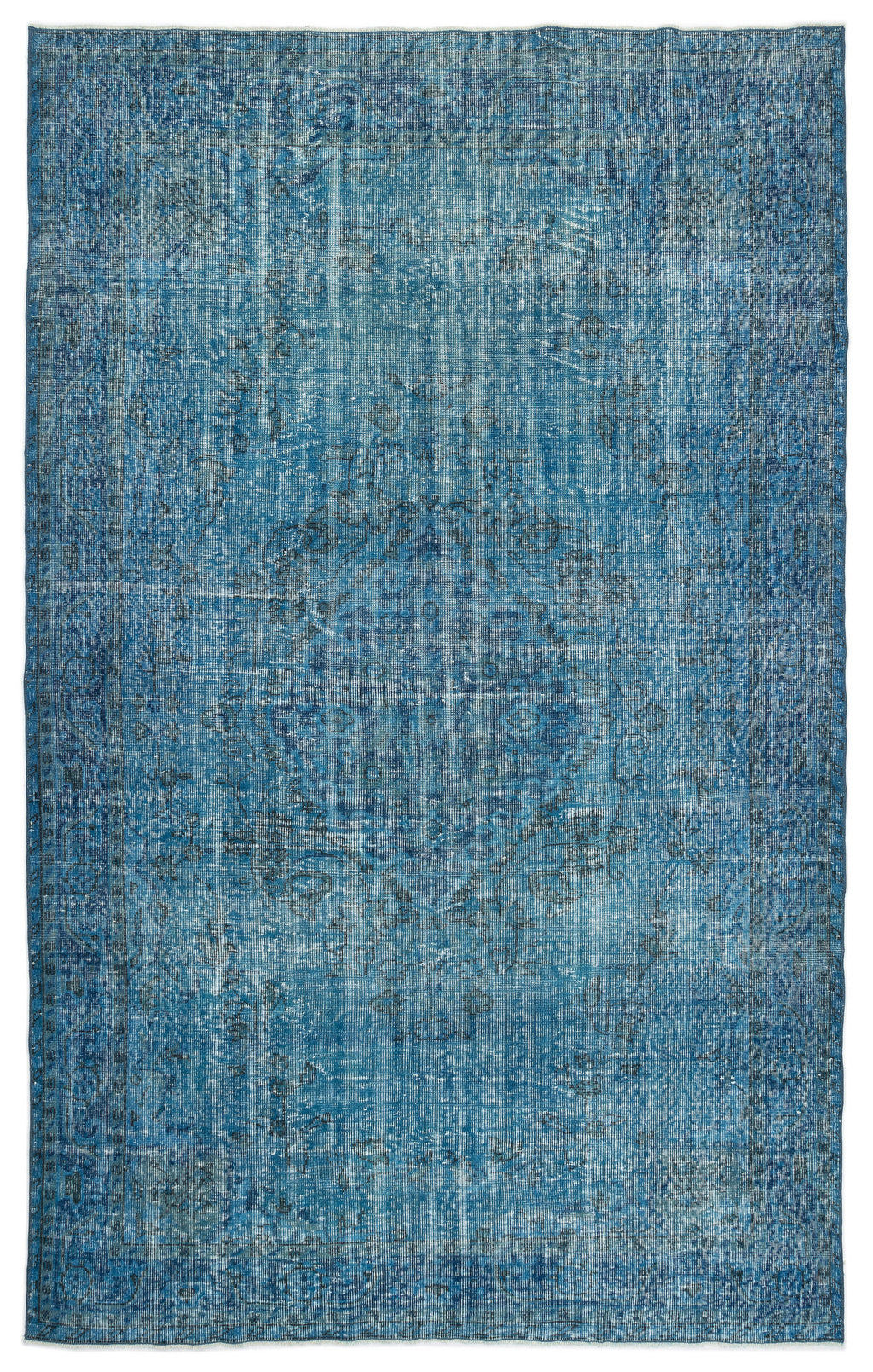 Turquoise  Over Dyed Vintage Rug 6'0'' x 9'11'' ft 184 x 302 cm
