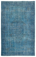 Turquoise  Over Dyed Vintage Rug 6'0'' x 9'11'' ft 184 x 302 cm