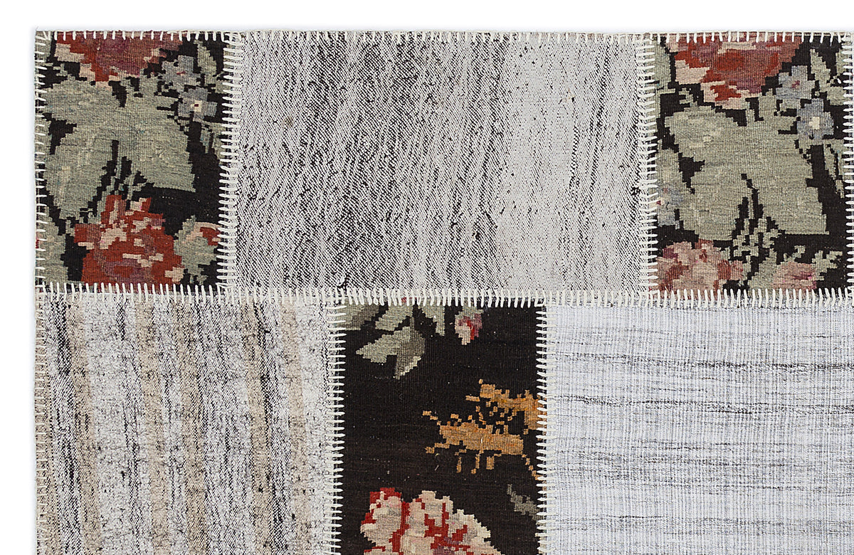 Karabakh Over Dyed Kilim Patchwork Unique Rug 5&#39;3&#39;&#39; x 7&#39;7&#39;&#39; ft 160 x 230 cm