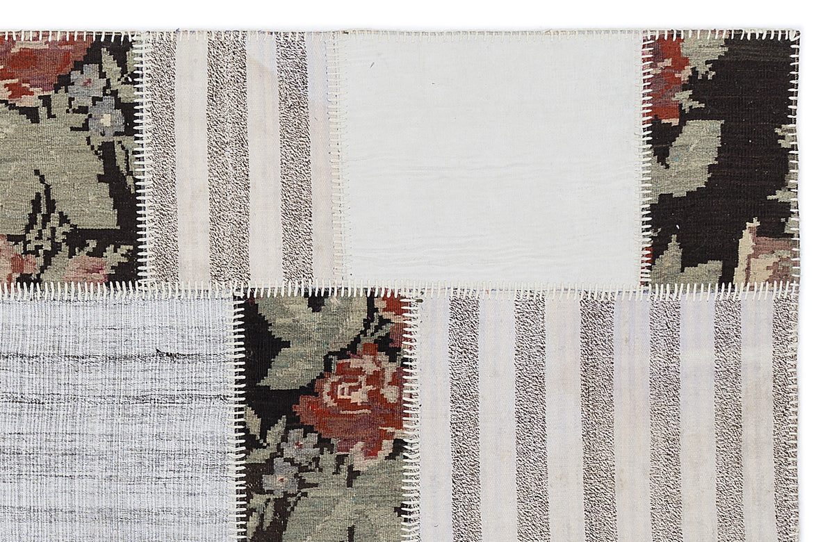 Karabakh Over Dyed Kilim Patchwork Unique Rug 5&#39;3&#39;&#39; x 7&#39;7&#39;&#39; ft 160 x 230 cm