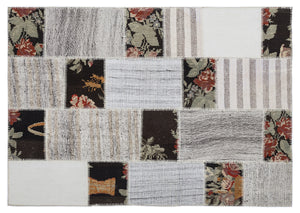 Karabakh Over Dyed Kilim Patchwork Unique Rug 5'3'' x 7'7'' ft 160 x 230 cm