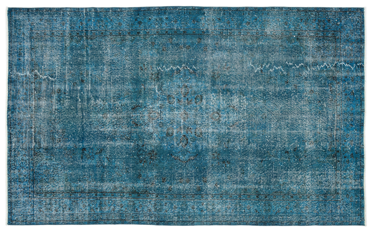Turquoise  Over Dyed Vintage Rug 5&#39;4&#39;&#39; x 8&#39;10&#39;&#39; ft 163 x 268 cm