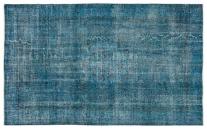 Turquoise  Over Dyed Vintage Rug 5'4'' x 8'10'' ft 163 x 268 cm