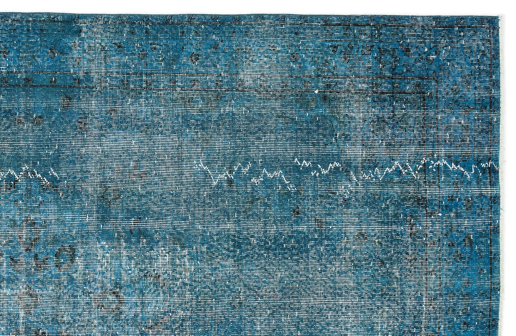 Turquoise  Over Dyed Vintage Rug 5'4'' x 8'10'' ft 163 x 268 cm