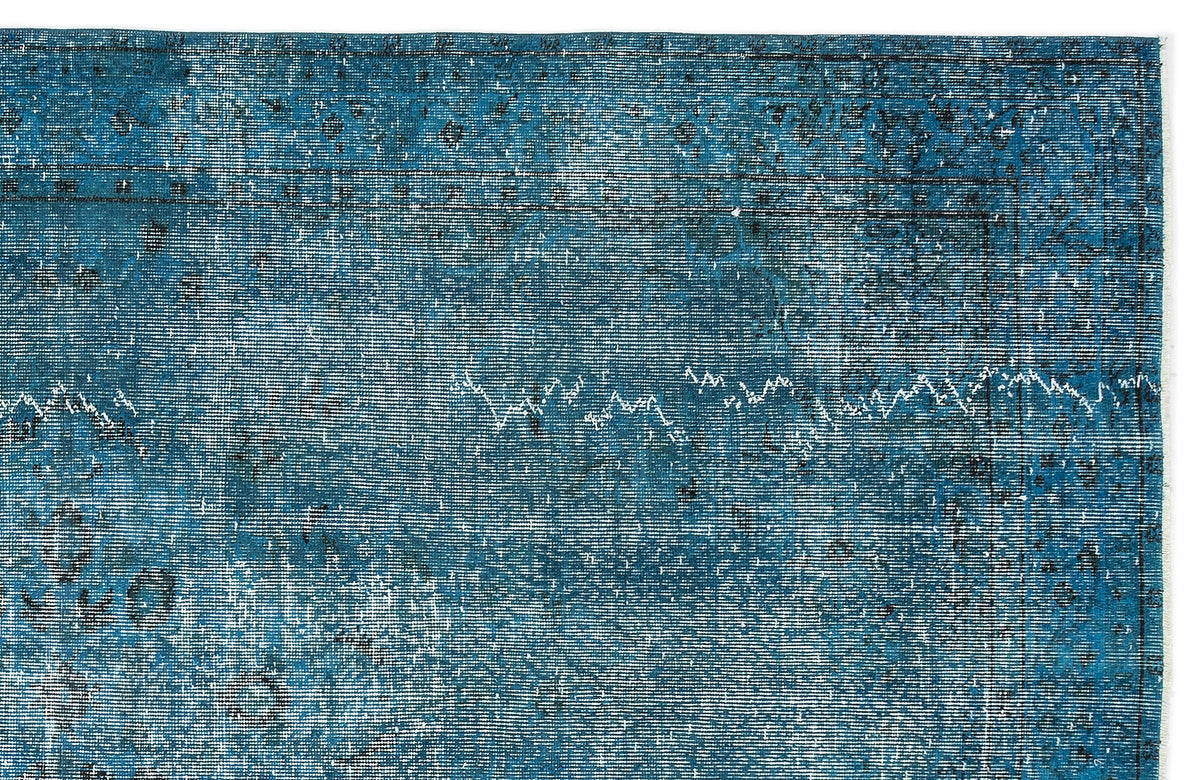 Turquoise  Over Dyed Vintage Rug 5&#39;4&#39;&#39; x 8&#39;10&#39;&#39; ft 163 x 268 cm