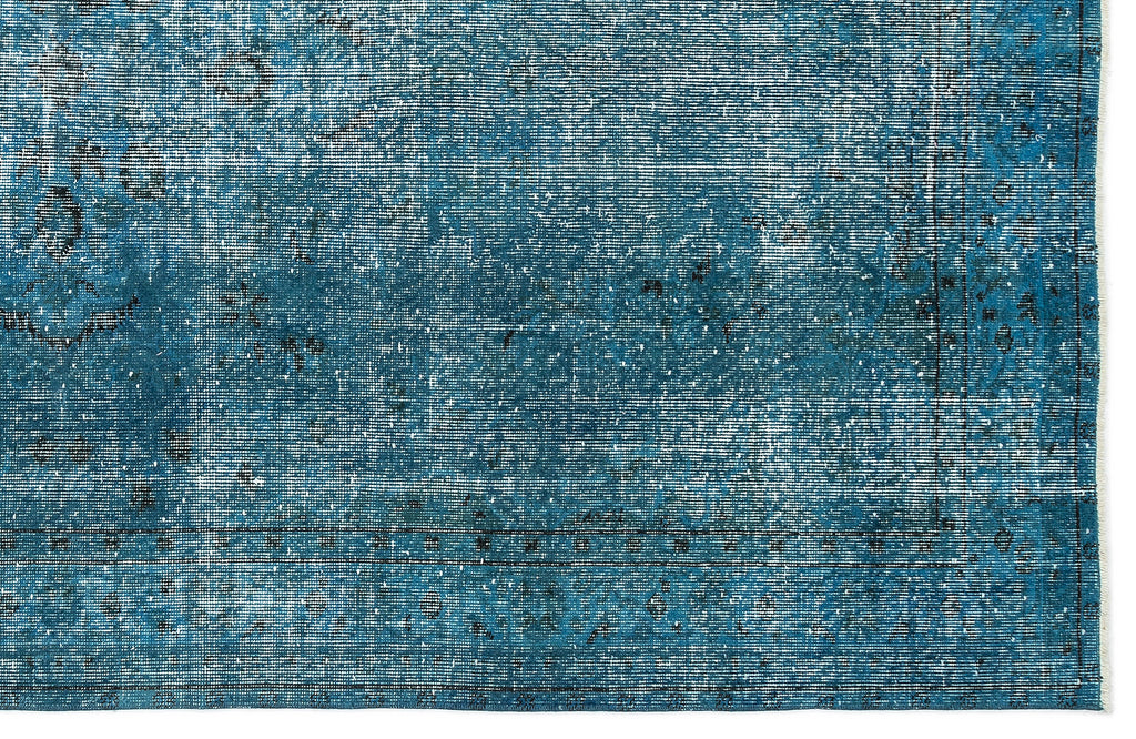 Turquoise  Over Dyed Vintage Rug 5'4'' x 8'10'' ft 163 x 268 cm