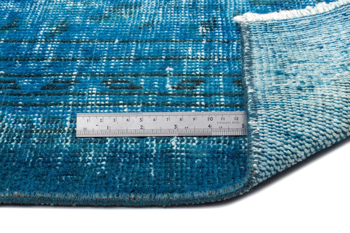 Turquoise  Over Dyed Vintage Rug 5&#39;11&#39;&#39; x 9&#39;5&#39;&#39; ft 180 x 288 cm