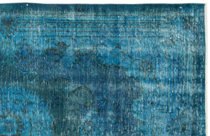 Turquoise  Over Dyed Vintage Rug 5'11'' x 9'5'' ft 180 x 288 cm