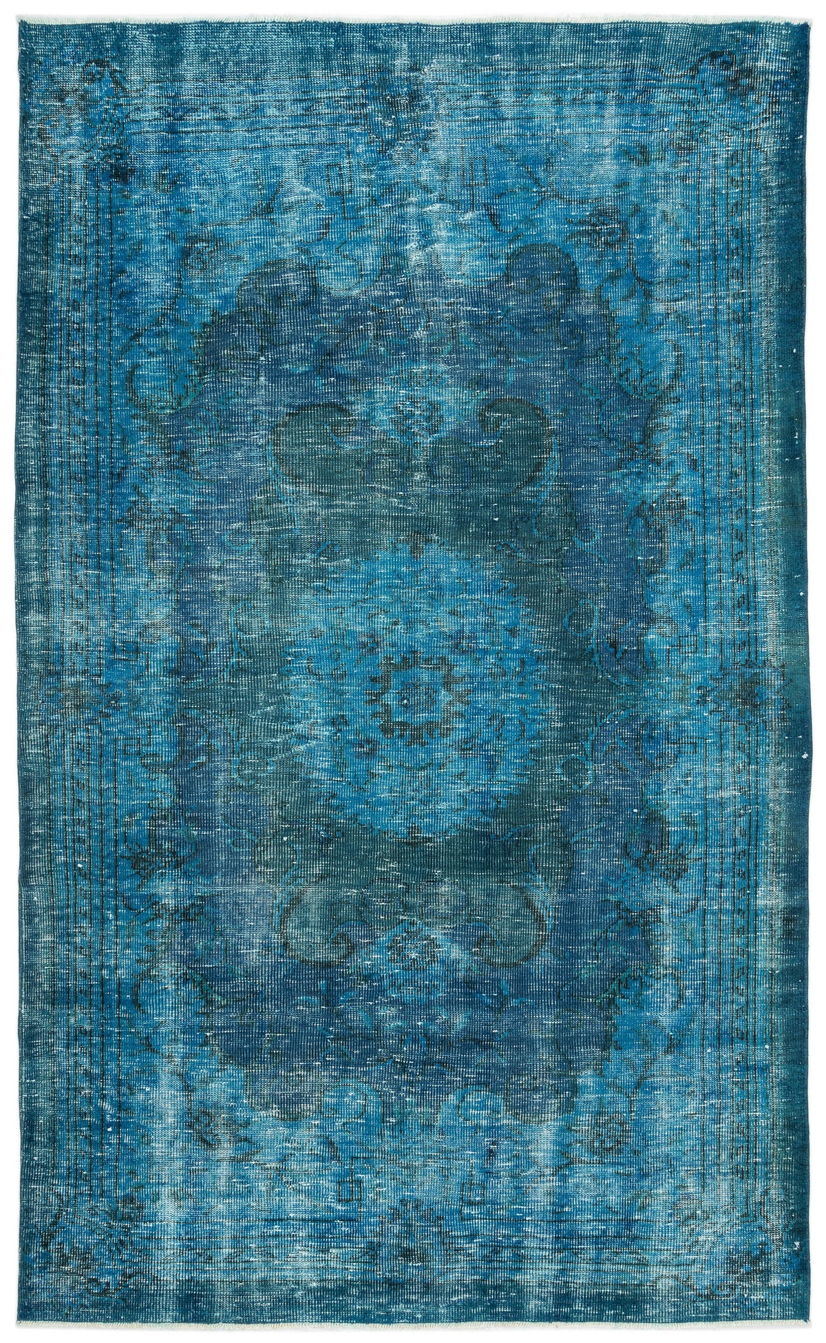 Turquoise  Over Dyed Vintage Rug 5&#39;11&#39;&#39; x 9&#39;5&#39;&#39; ft 180 x 288 cm