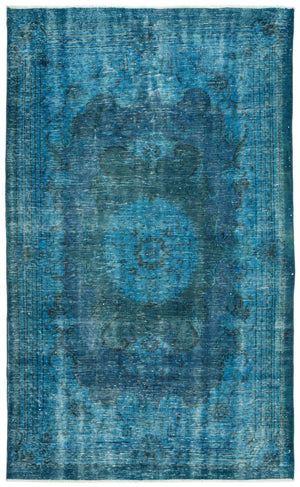 Turquoise  Over Dyed Vintage Rug 5'11'' x 9'5'' ft 180 x 288 cm