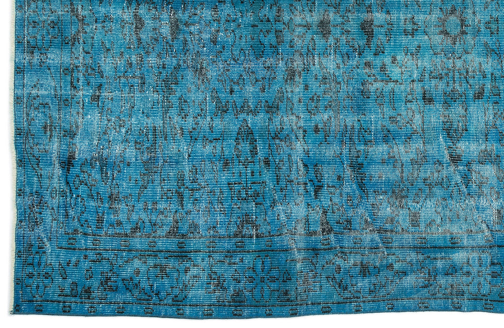 Turquoise  Over Dyed Vintage Rug 5'7'' x 10'0'' ft 171 x 306 cm