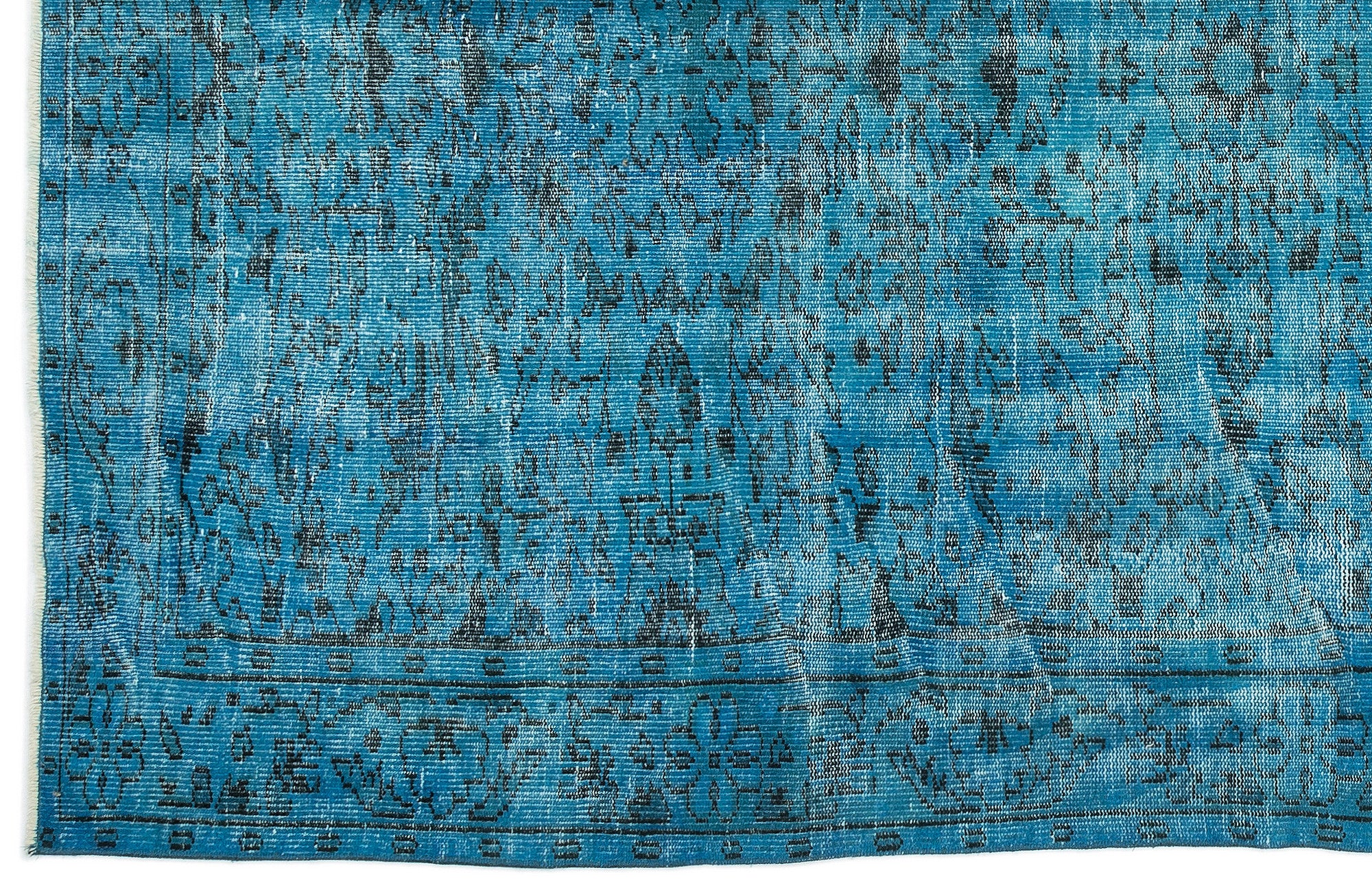 Turquoise  Over Dyed Vintage Rug 5'7'' x 10'0'' ft 171 x 306 cm