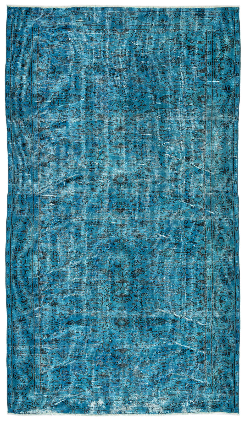 Turquoise  Over Dyed Vintage Rug 5'7'' x 10'0'' ft 171 x 306 cm