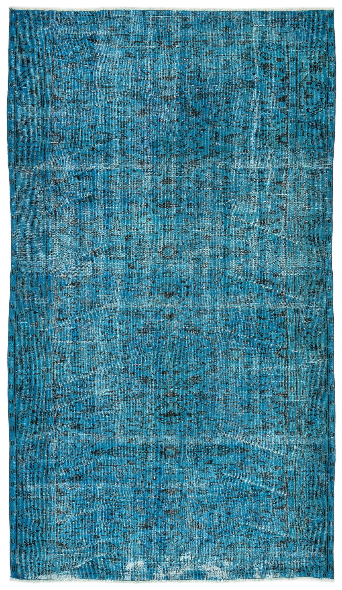 Turquoise  Over Dyed Vintage Rug 5&#39;7&#39;&#39; x 10&#39;0&#39;&#39; ft 171 x 306 cm