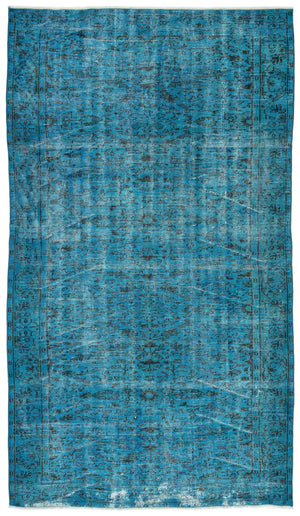 Turquoise  Over Dyed Vintage Rug 5'7'' x 10'0'' ft 171 x 306 cm