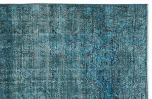 Turquoise  Over Dyed Vintage Rug 6'4'' x 10'2'' ft 194 x 310 cm