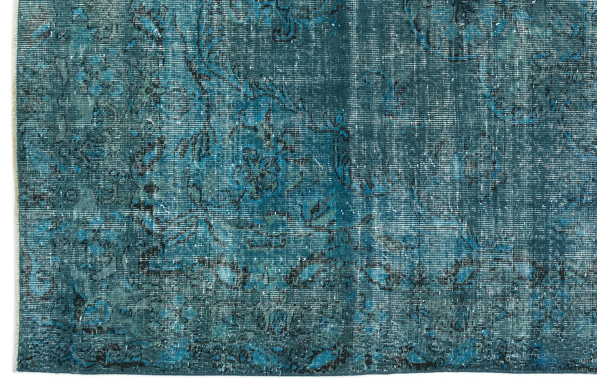 Turquoise  Over Dyed Vintage Rug 6&#39;4&#39;&#39; x 10&#39;2&#39;&#39; ft 194 x 310 cm