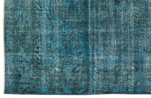 Turquoise  Over Dyed Vintage Rug 6'4'' x 10'2'' ft 194 x 310 cm