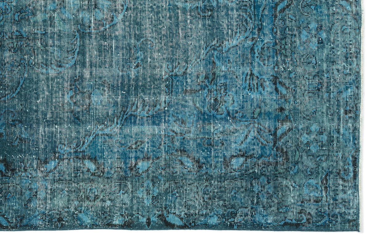 Turquoise  Over Dyed Vintage Rug 6&#39;4&#39;&#39; x 10&#39;2&#39;&#39; ft 194 x 310 cm