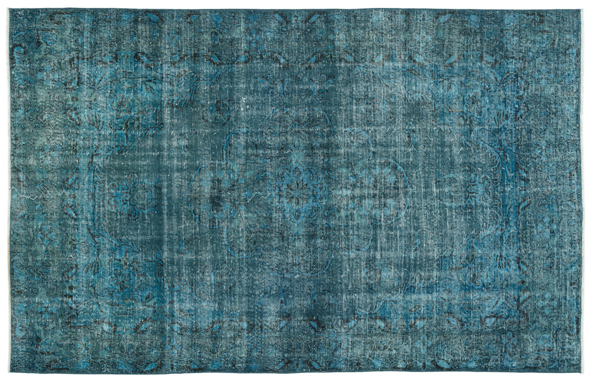 Turquoise  Over Dyed Vintage Rug 6&#39;4&#39;&#39; x 10&#39;2&#39;&#39; ft 194 x 310 cm