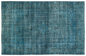 Turquoise  Over Dyed Vintage Rug 6'4'' x 10'2'' ft 194 x 310 cm