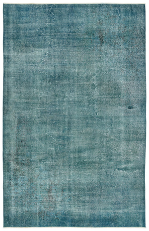 Turquoise  Over Dyed Vintage Rug 5'10'' x 9'1'' ft 179 x 278 cm