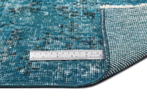 Turquoise  Over Dyed Vintage Rug 5'10'' x 9'1'' ft 179 x 278 cm