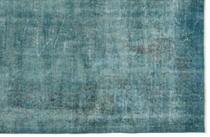 Turquoise  Over Dyed Vintage Rug 5'10'' x 9'1'' ft 179 x 278 cm