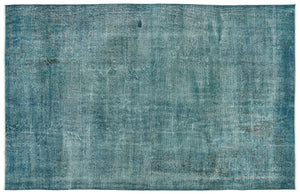 Turquoise  Over Dyed Vintage Rug 5'10'' x 9'1'' ft 179 x 278 cm