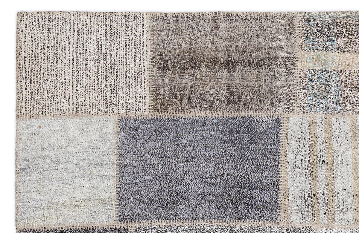 Striped Over Dyed Kilim Patchwork Unique Rug 5&#39;3&#39;&#39; x 7&#39;7&#39;&#39; ft 160 x 230 cm