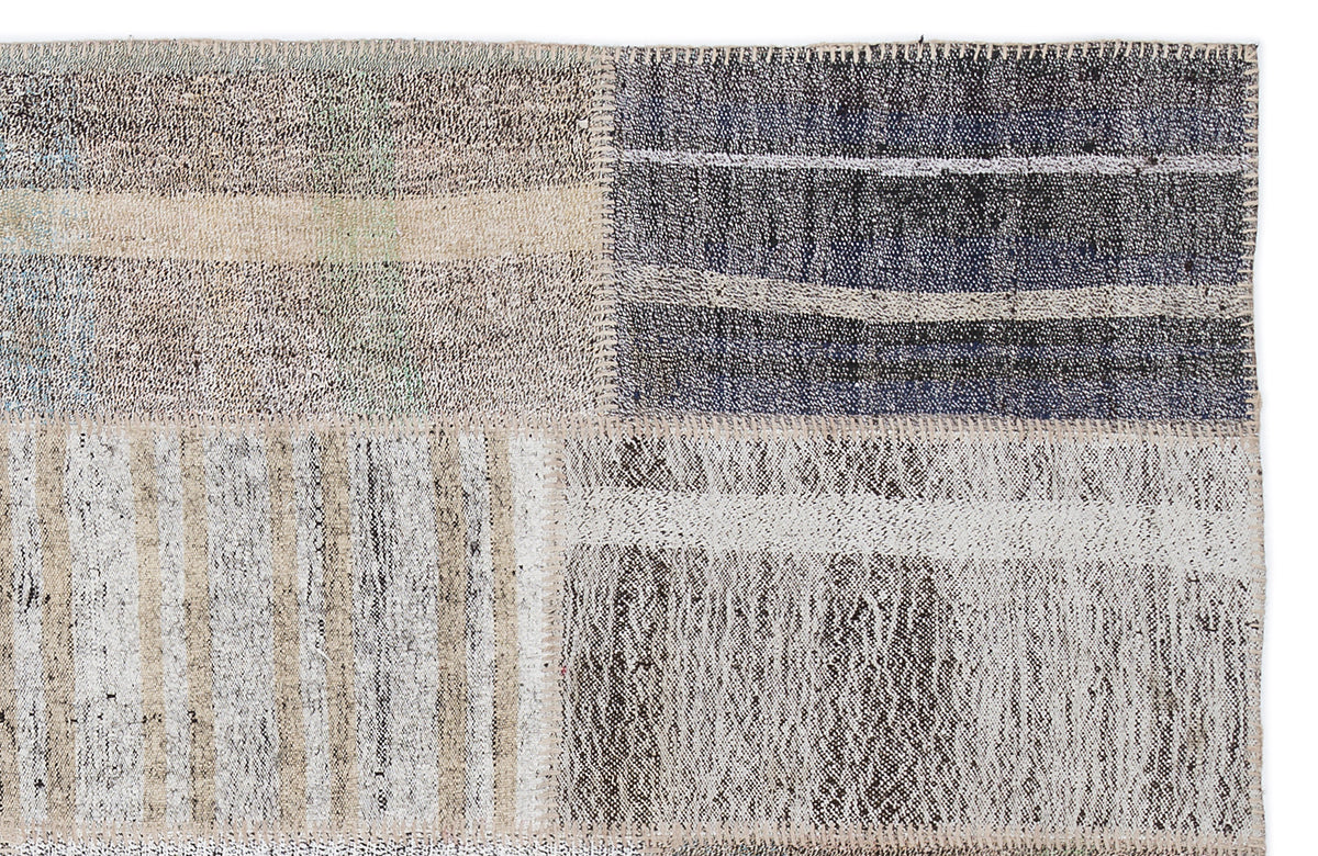 Striped Over Dyed Kilim Patchwork Unique Rug 5&#39;3&#39;&#39; x 7&#39;7&#39;&#39; ft 160 x 230 cm