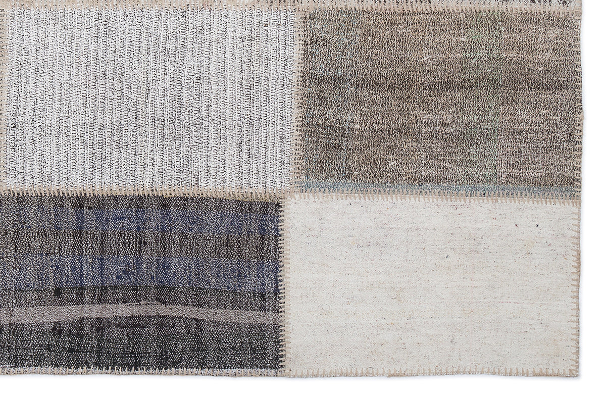 Striped Over Dyed Kilim Patchwork Unique Rug 5&#39;3&#39;&#39; x 7&#39;7&#39;&#39; ft 160 x 230 cm