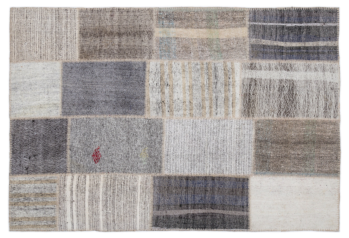 Striped Over Dyed Kilim Patchwork Unique Rug 5&#39;3&#39;&#39; x 7&#39;7&#39;&#39; ft 160 x 230 cm