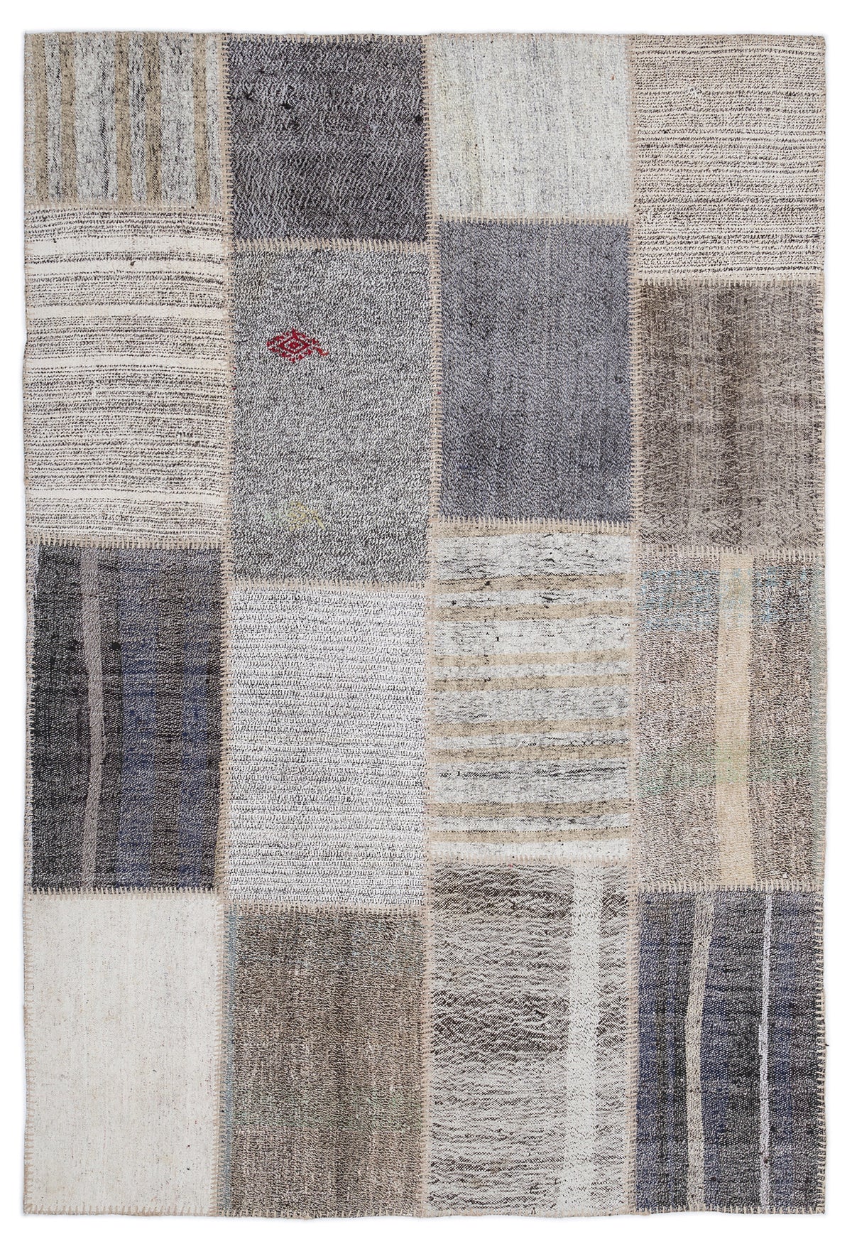 Striped Over Dyed Kilim Patchwork Unique Rug 5&#39;3&#39;&#39; x 7&#39;7&#39;&#39; ft 160 x 230 cm