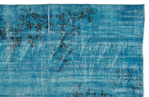 Turquoise  Over Dyed Vintage Rug 5'8'' x 8'10'' ft 172 x 270 cm