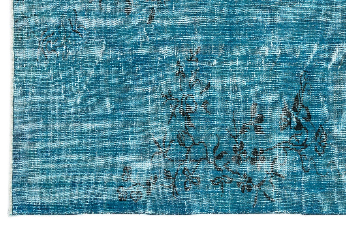 Turquoise  Over Dyed Vintage Rug 5&#39;8&#39;&#39; x 8&#39;10&#39;&#39; ft 172 x 270 cm