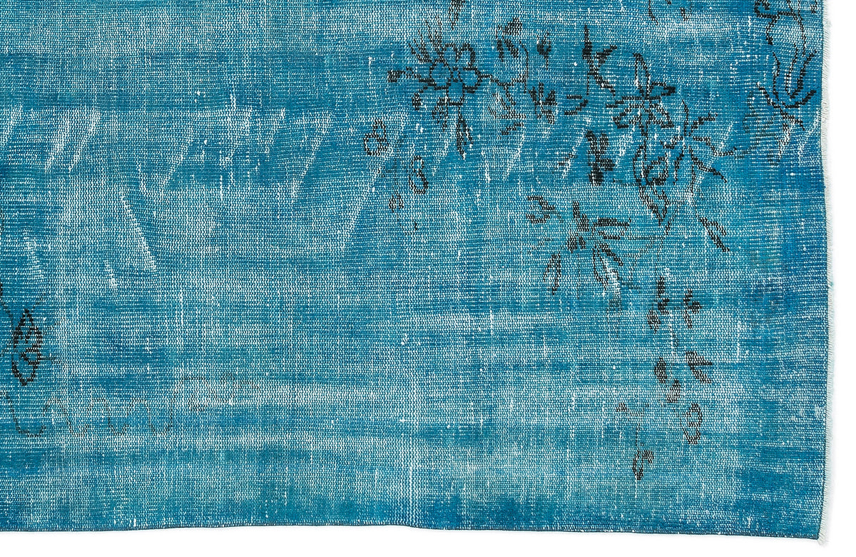 Turquoise  Over Dyed Vintage Rug 5&#39;8&#39;&#39; x 8&#39;10&#39;&#39; ft 172 x 270 cm