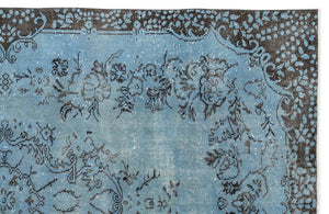 Turquoise  Over Dyed Vintage Rug 5'9'' x 9'3'' ft 175 x 282 cm
